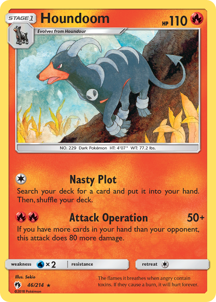 Houndoom 46 Rare card from Lost Thunder