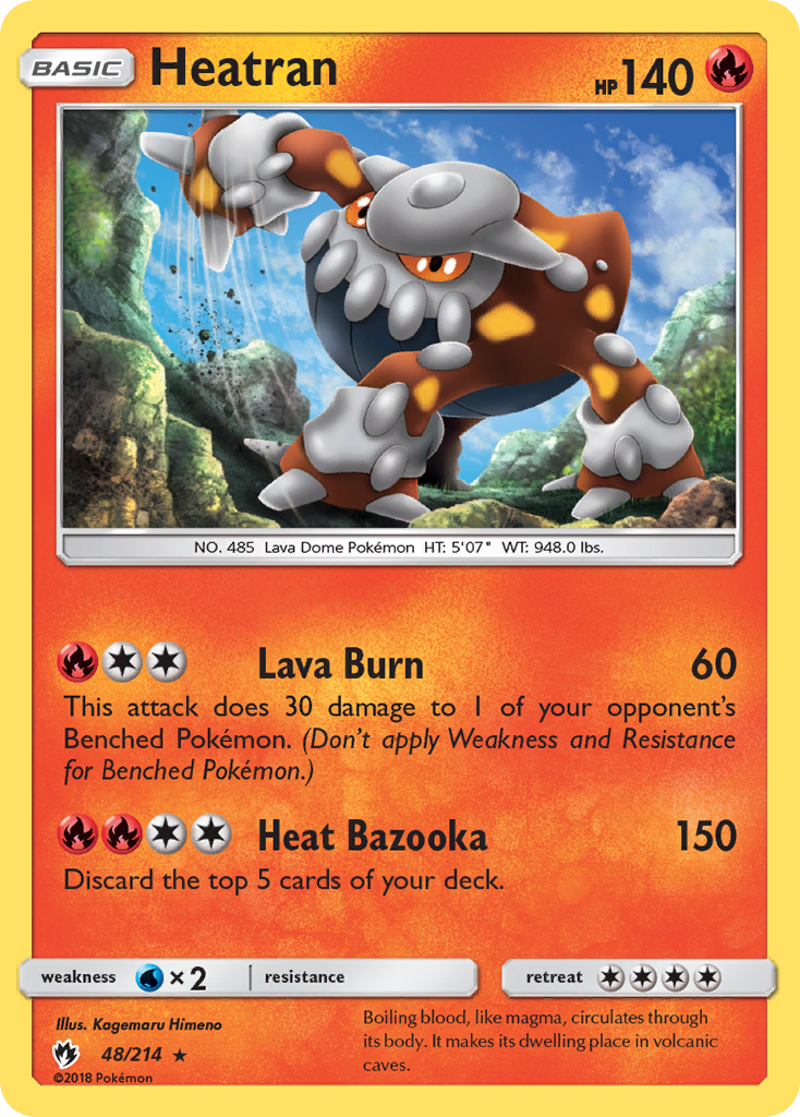 Heatran 48 Rare Holo card from Lost Thunder