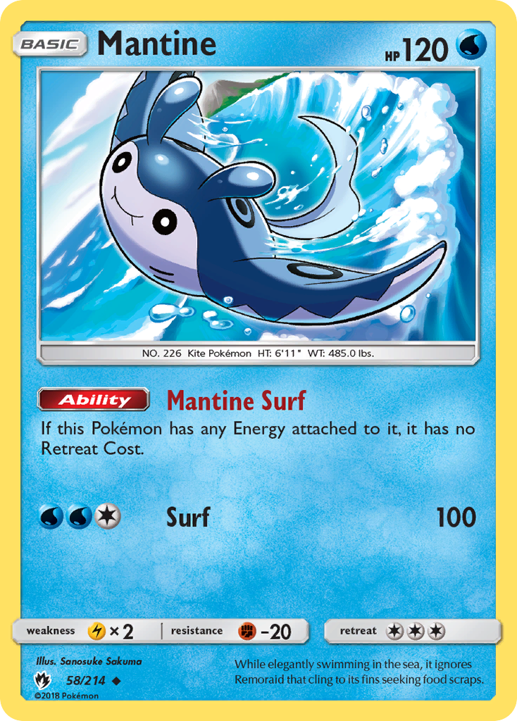 Mantine 58 Uncommon card from Lost Thunder