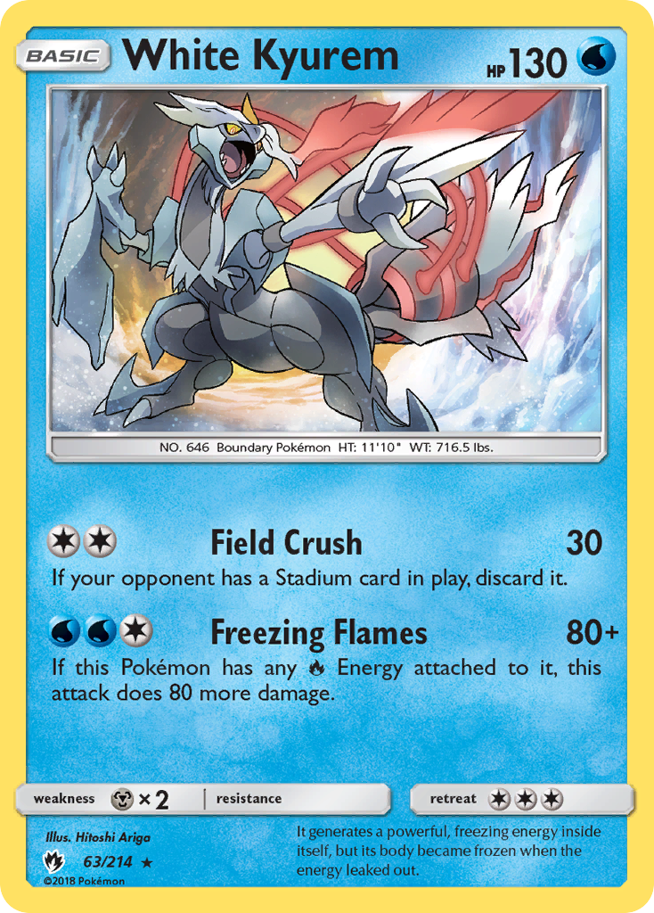 White Kyurem 63 Rare Holo card from Lost Thunder