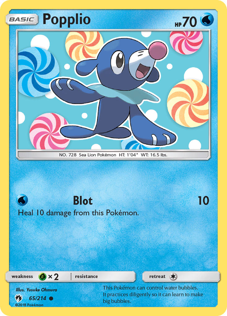 Popplio 65 Common card from Lost Thunder