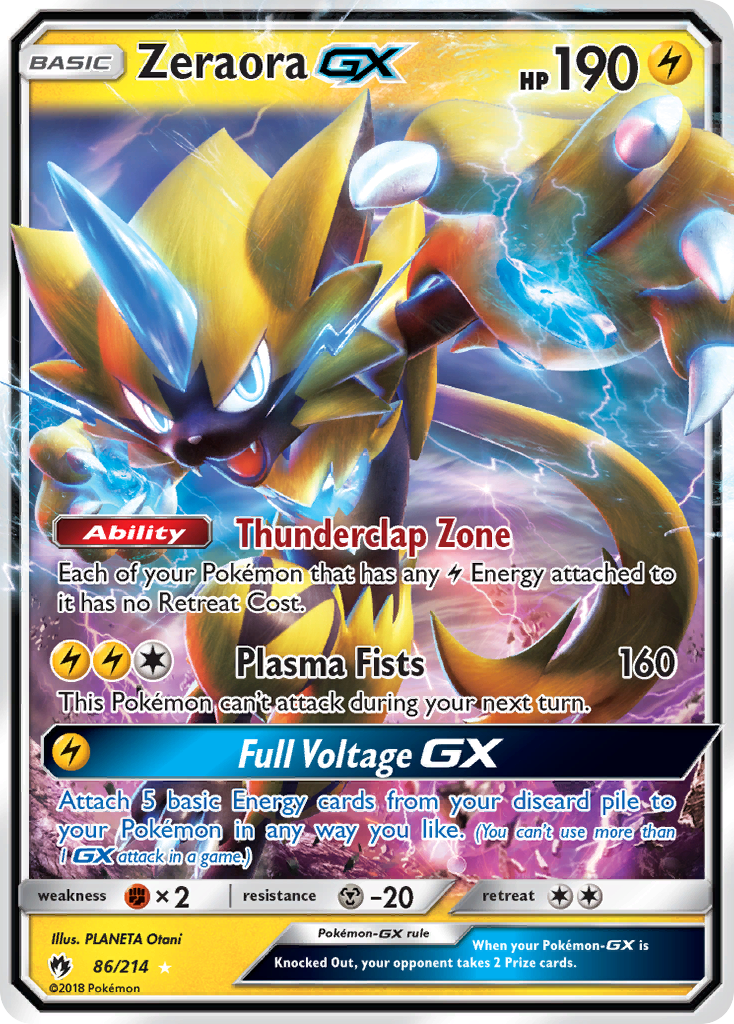 Zeraora-GX 86/214 Rare Holo GX card from Lost Thunder