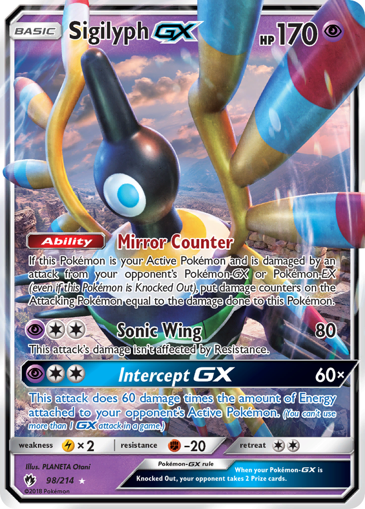Sigilyph-GX 98 Rare Holo GX card from Lost Thunder