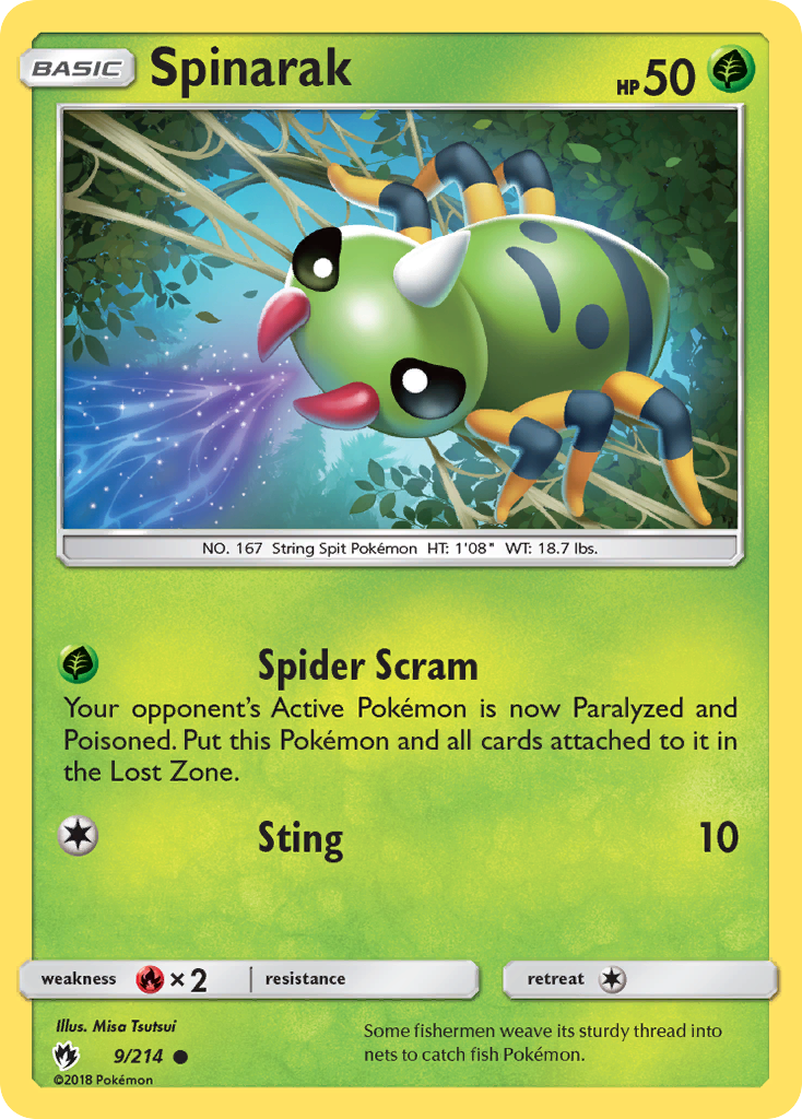 Spinarak 9/214 Common card from Lost Thunder
