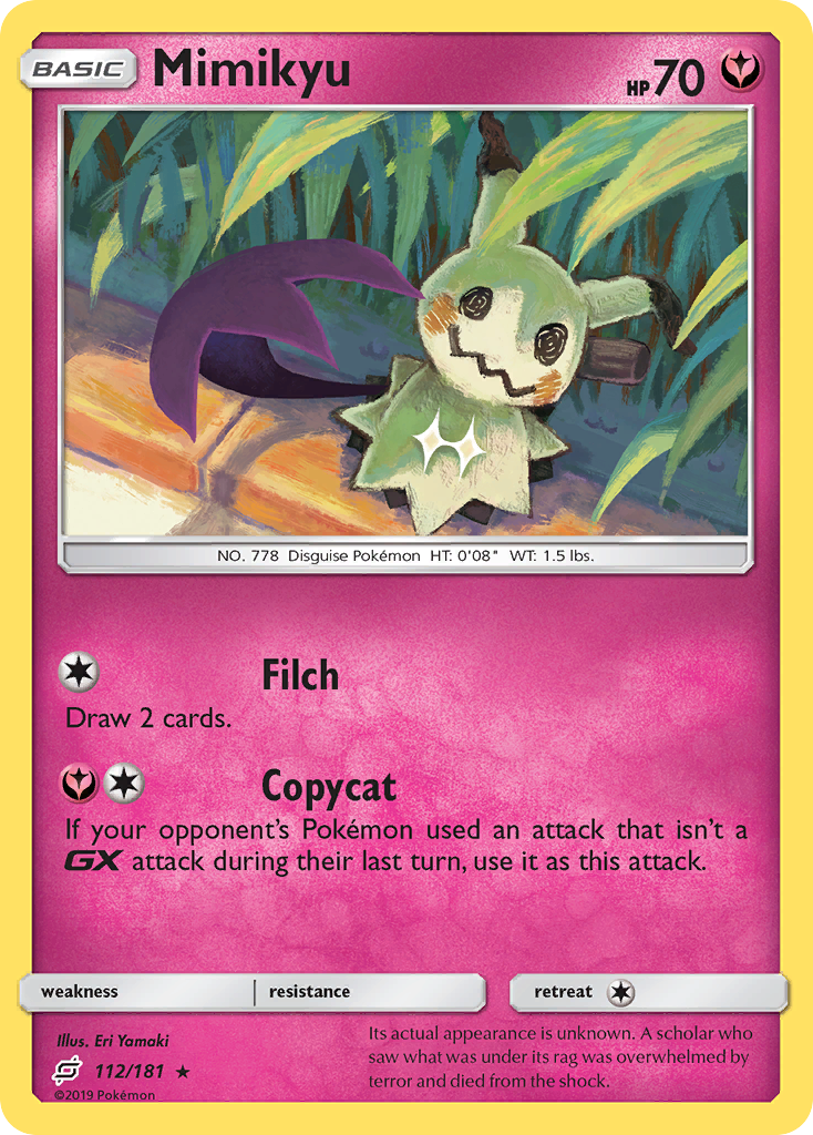 Mimikyu 112 Rare card from Team Up