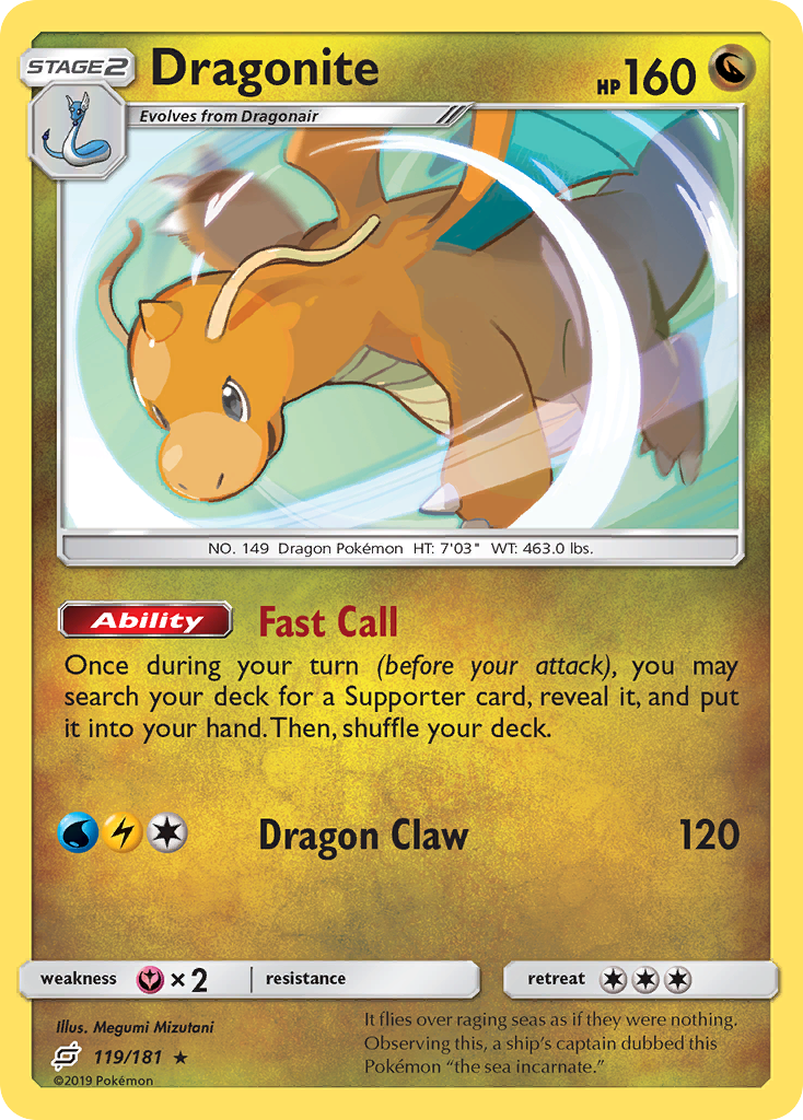 Dragonite 119 Rare Holo card from Team Up