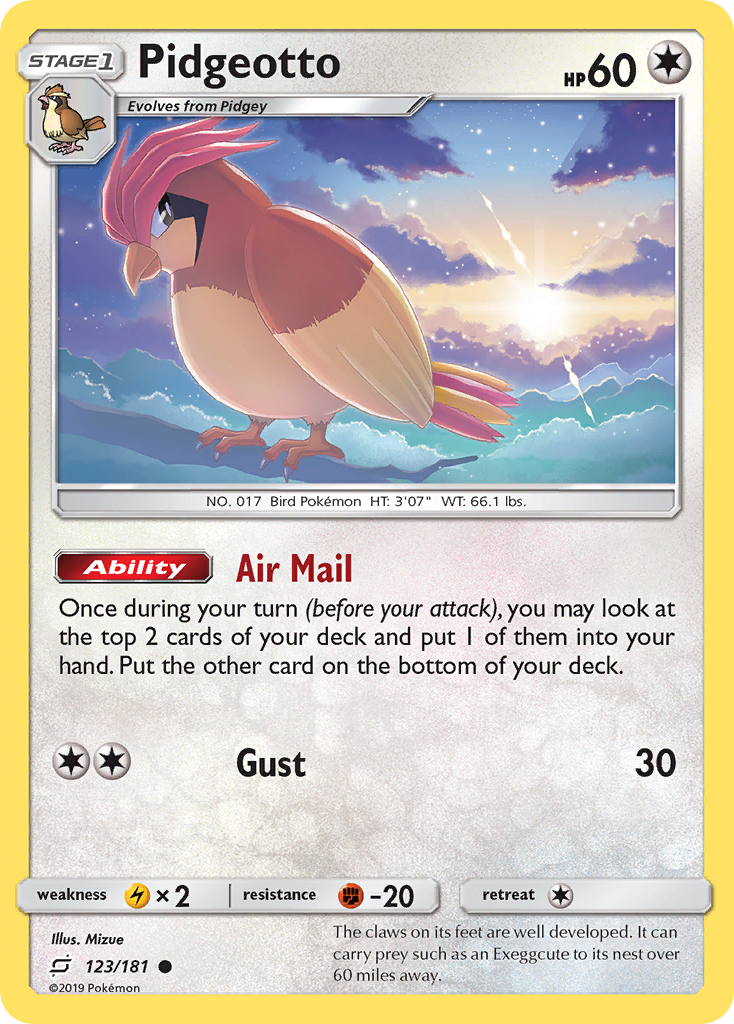 Pidgeotto 123/181 Common card from Team Up