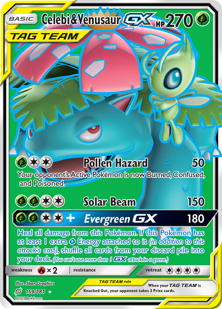 Celebi & Venusaur-GX 159 Rare Ultra card from Team Up