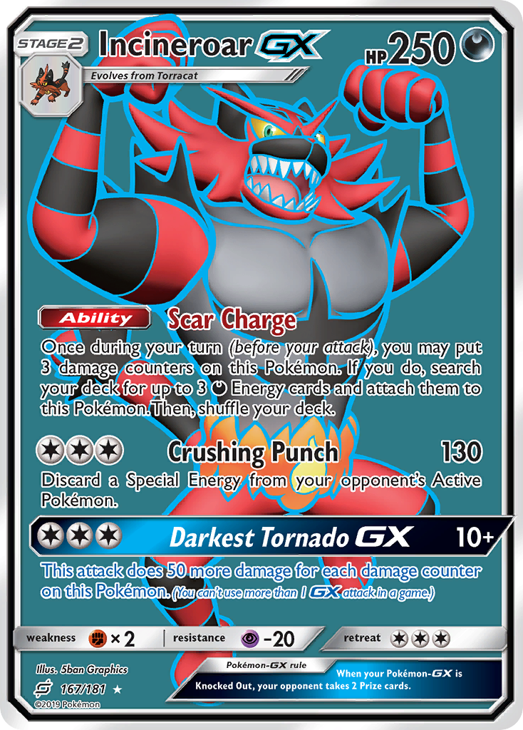Incineroar-GX 167/181 Rare Ultra card from Team Up