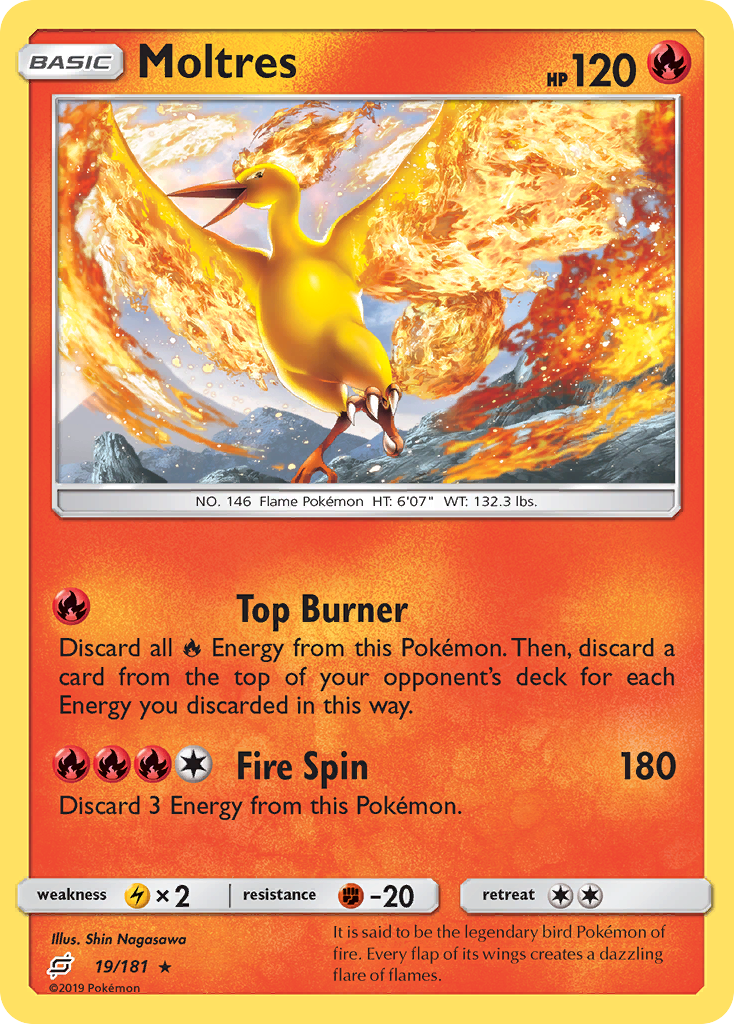 Moltres 19 Rare Holo card from Team Up