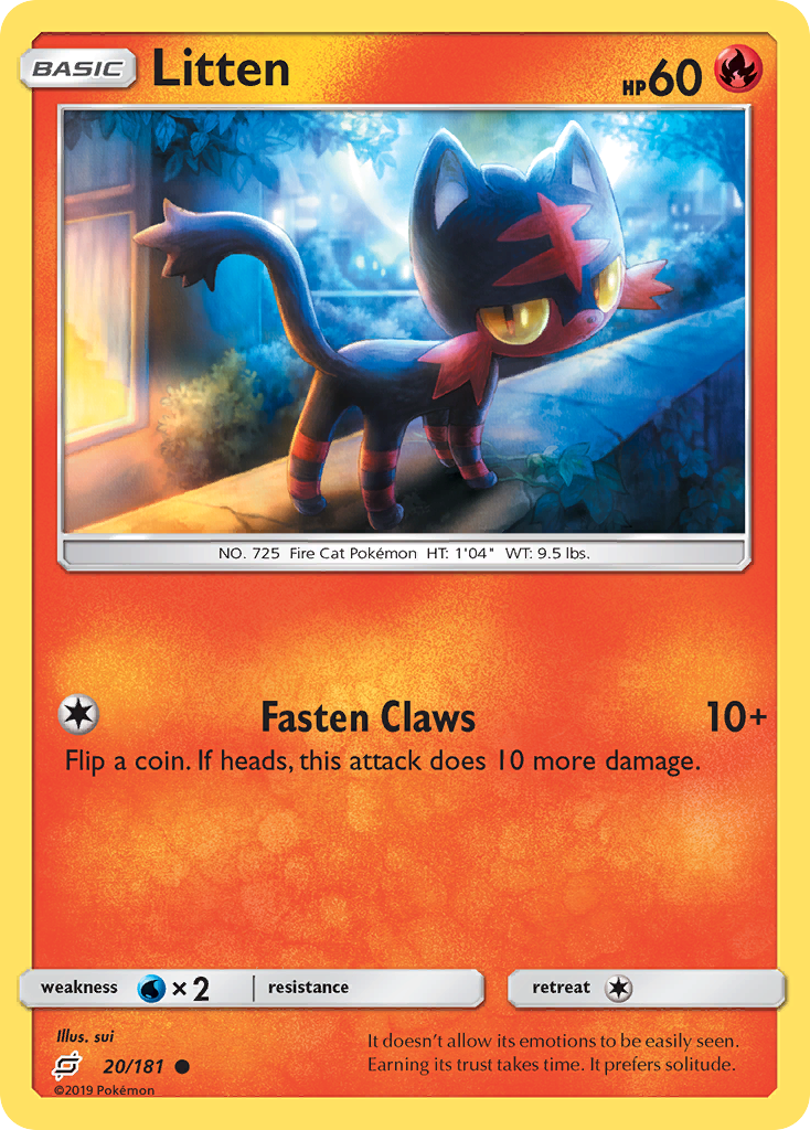 Litten 20 Common card from Team Up