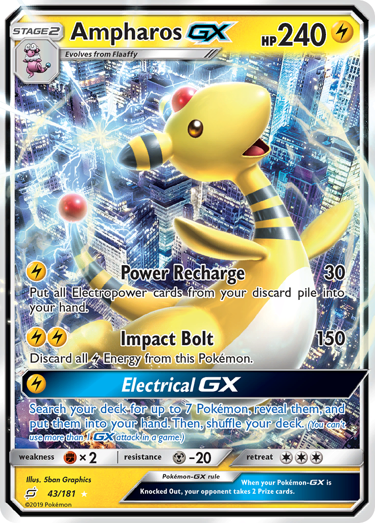 Ampharos-GX 43 Rare Holo GX card from Team Up