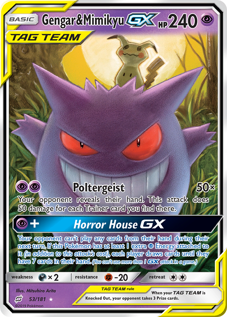 Gengar & Mimikyu-GX 53 Rare Holo GX card from Team Up