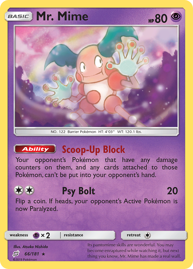Mr. Mime 66/181 Rare card from Team Up