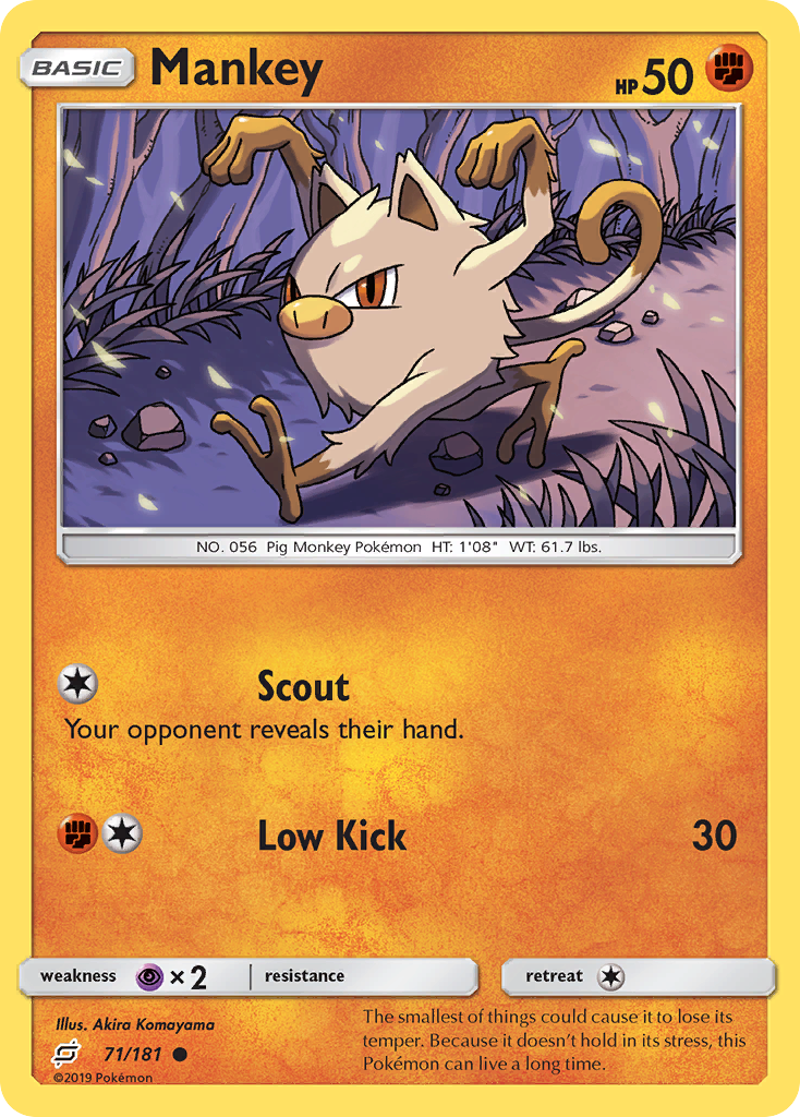 Mankey 71 Common card from Team Up