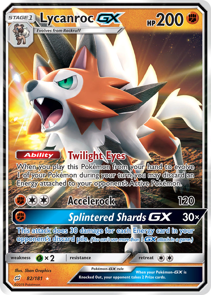 Lycanroc-GX 82/181 Rare Holo GX card from Team Up