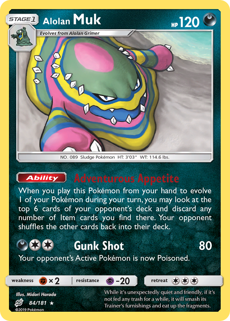 Alolan Muk 84 Rare card from Team Up