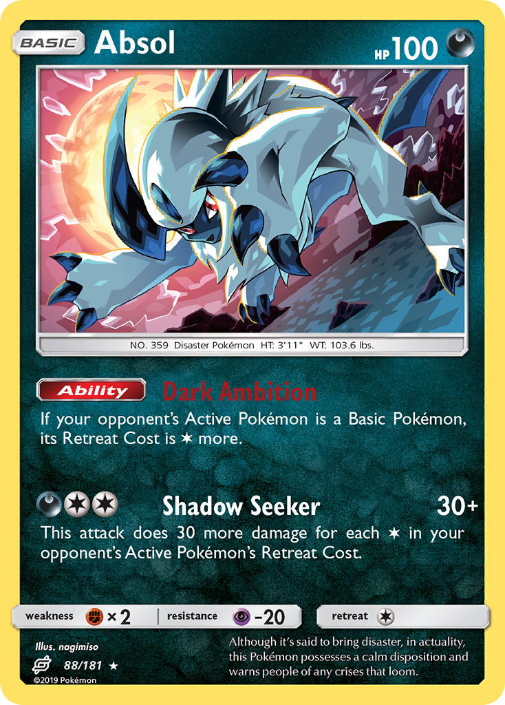 Absol 88 Rare Holo card from Team Up