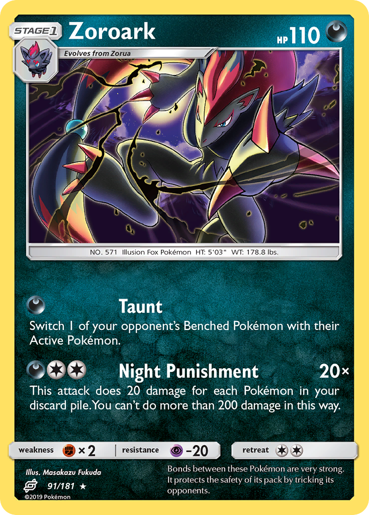 Zoroark 91 Rare Holo card from Team Up