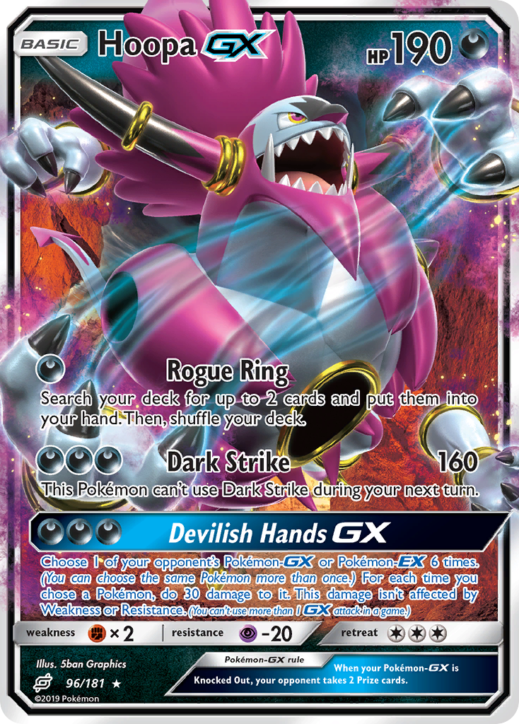 Hoopa-GX 96 Rare Holo GX card from Team Up