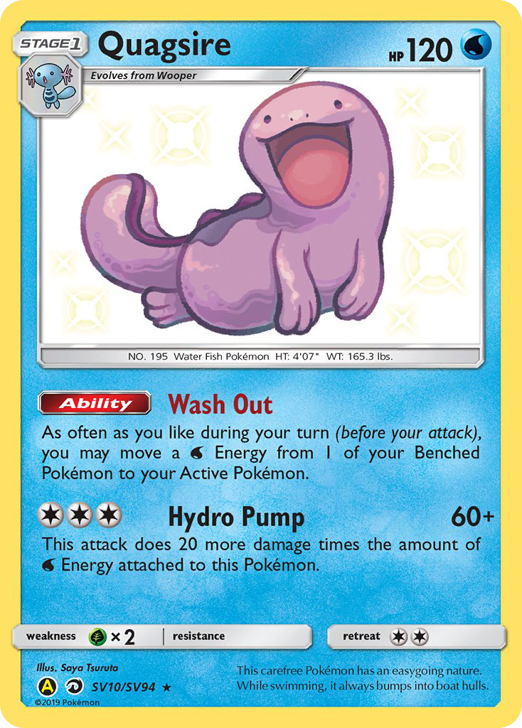 Quagsire SV10 Rare Shiny card from Hidden Fates Shiny Vault
