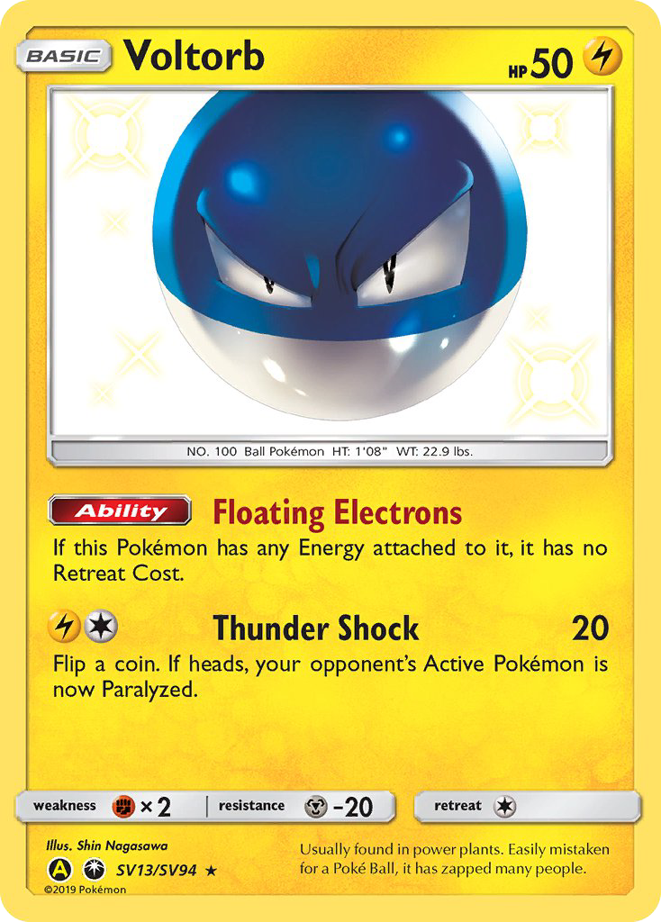 Voltorb SV13/94 Rare Shiny card from Hidden Fates Shiny Vault
