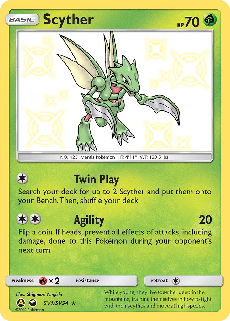 Scyther SV1 Rare Shiny card from Hidden Fates Shiny Vault