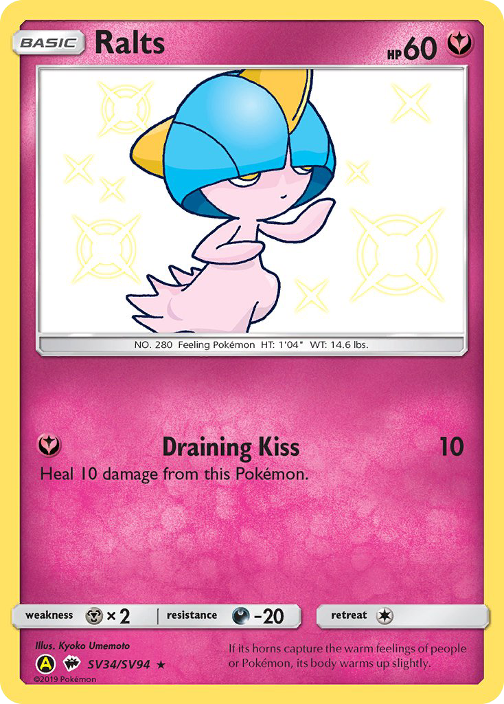 Ralts SV34 Rare Shiny card from Hidden Fates Shiny Vault