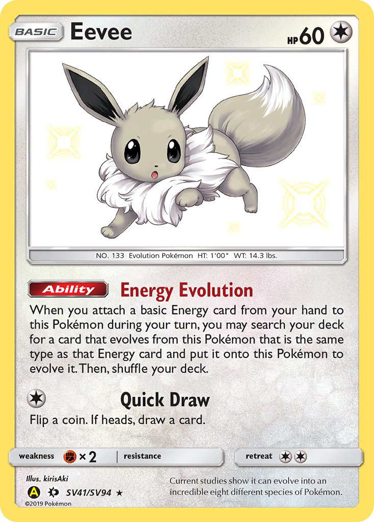 Eevee SV41 Rare Shiny card from Hidden Fates Shiny Vault