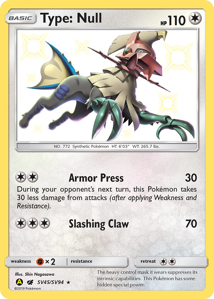 Type: Null SV45 Rare Shiny card from Hidden Fates Shiny Vault