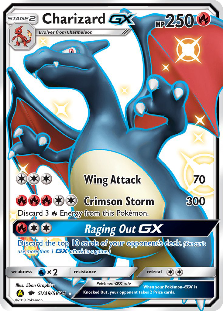 Charizard-GX SV49 Rare Shiny GX card from Hidden Fates Shiny Vault