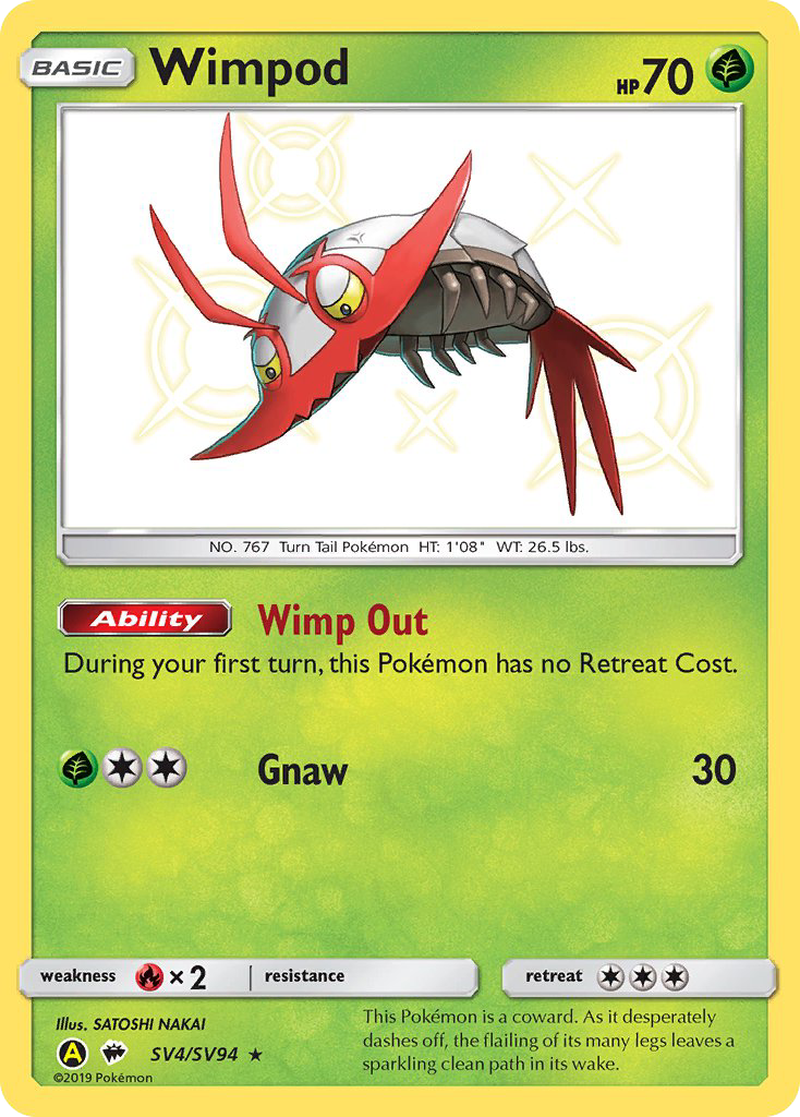 Wimpod SV4 Rare Shiny card from Hidden Fates Shiny Vault