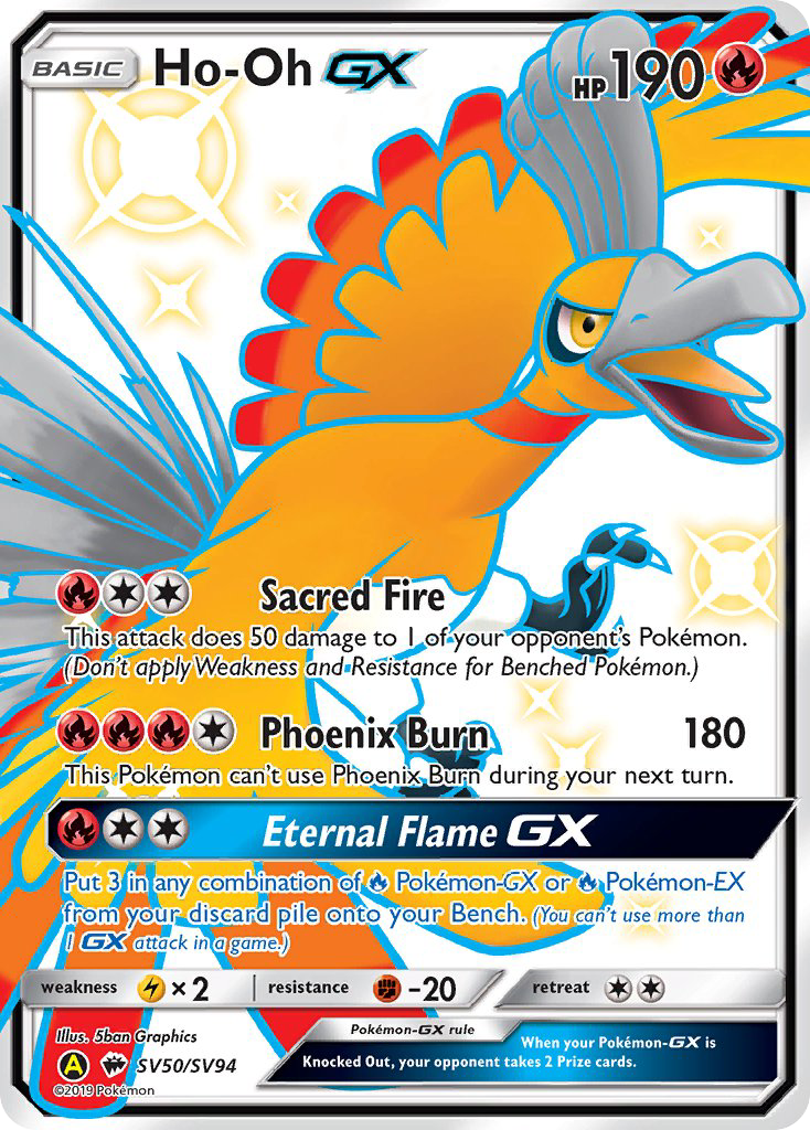 Ho-Oh-GX SV50/94 Rare Shiny GX card from Hidden Fates Shiny Vault
