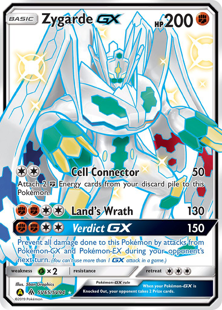 Zygarde-GX SV65/94 Rare Shiny GX card from Hidden Fates Shiny Vault