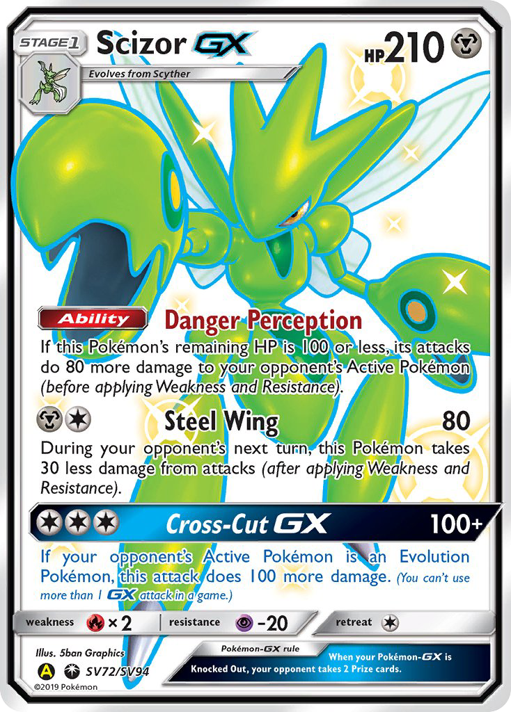 Scizor-GX SV72/94 Rare Shiny GX card from Hidden Fates Shiny Vault