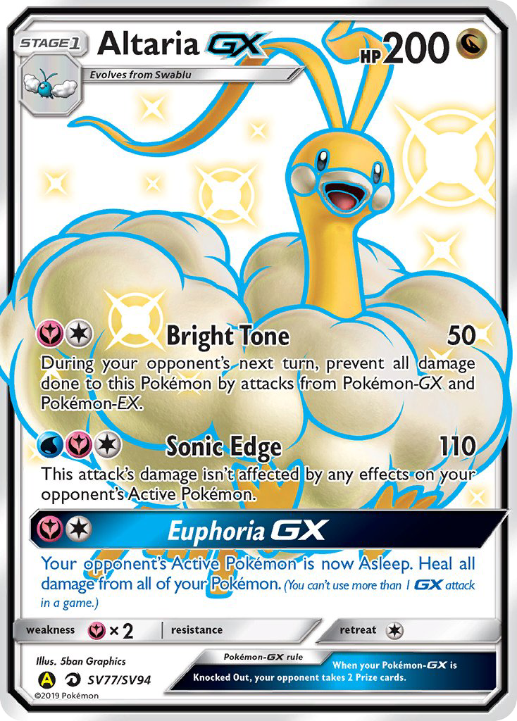 Altaria-GX SV77 Rare Shiny GX card from Hidden Fates Shiny Vault