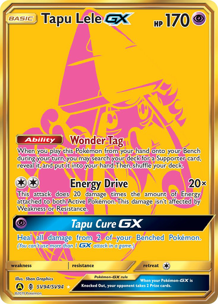 Tapu Lele-GX SV94/94 Rare Secret card from Hidden Fates Shiny Vault