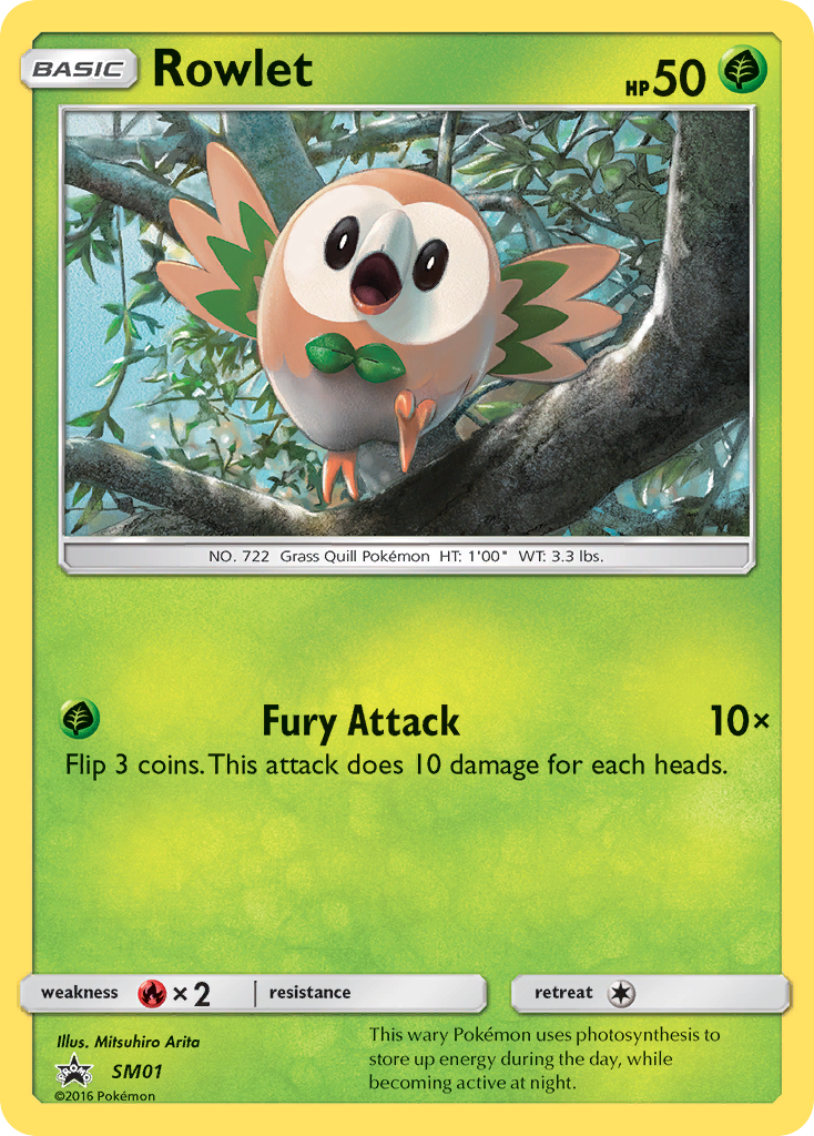 Rowlet SM01/248 Promo card from SM Black Star Promos