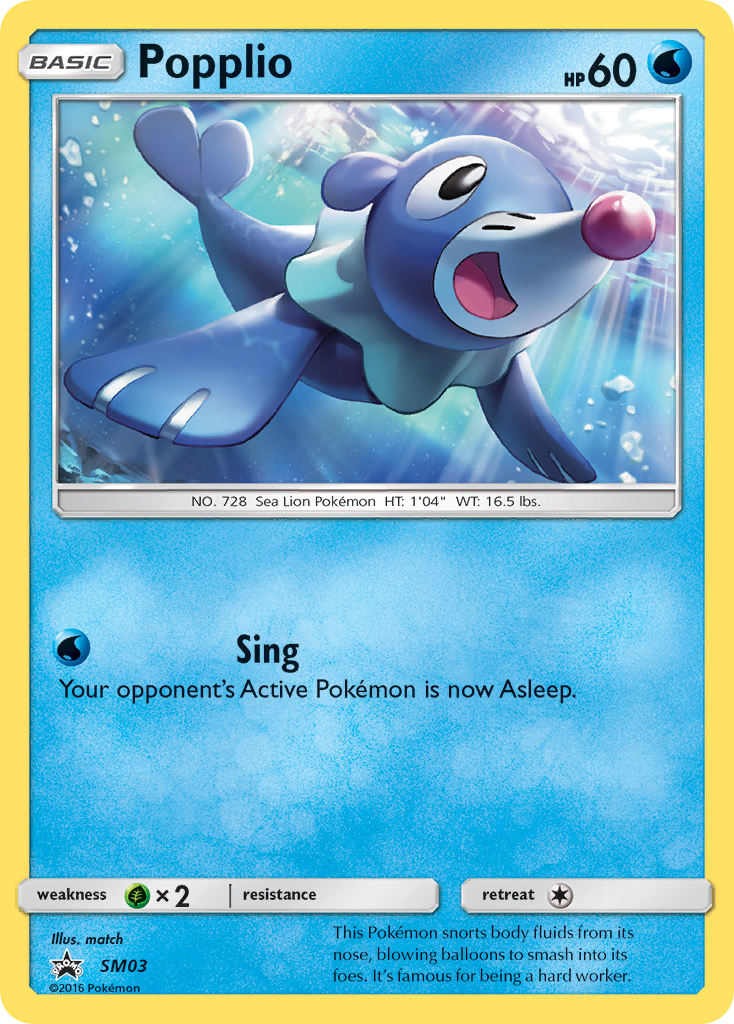 Popplio SM03/248 Promo card from SM Black Star Promos