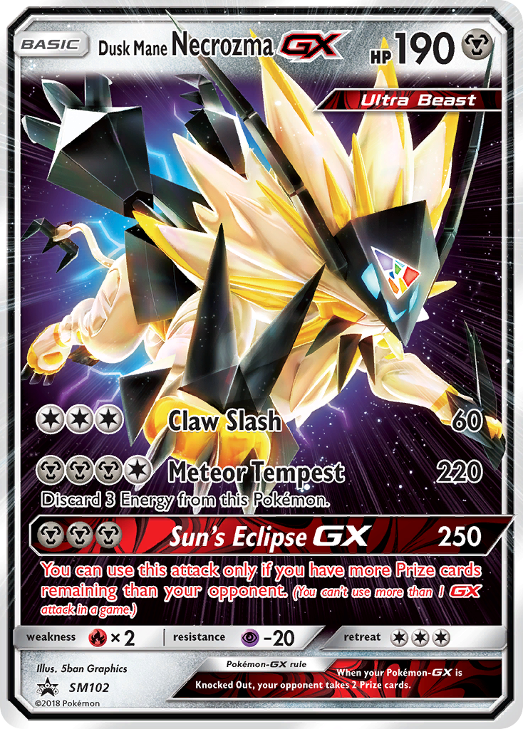 Dusk Mane Necrozma-GX SM102 Promo card from SM Black Star Promos