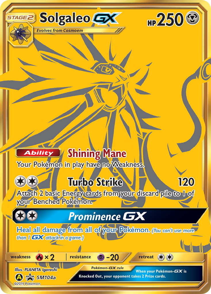 Solgaleo-GX SM104a Promo card from SM Black Star Promos