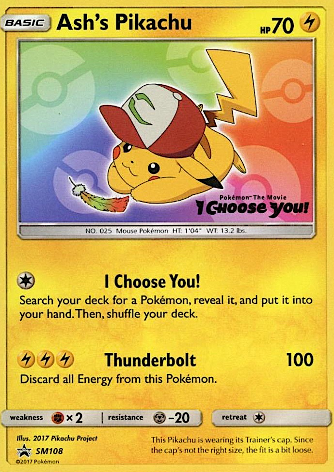 Ash's Pikachu SM108/248 Promo card from SM Black Star Promos