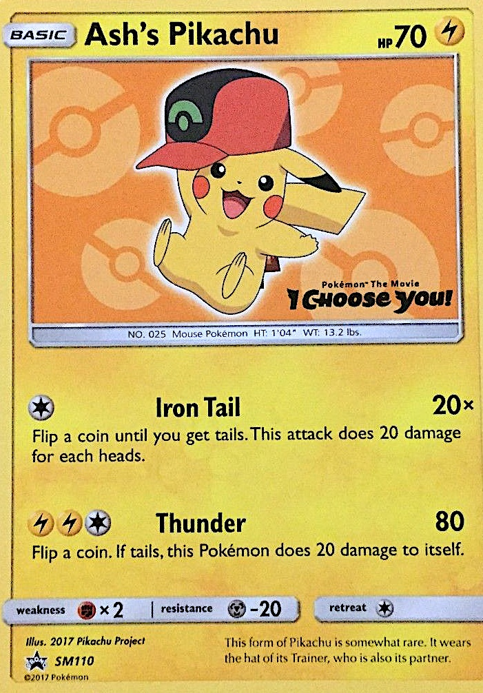Ash's Pikachu SM110/248 Promo card from SM Black Star Promos