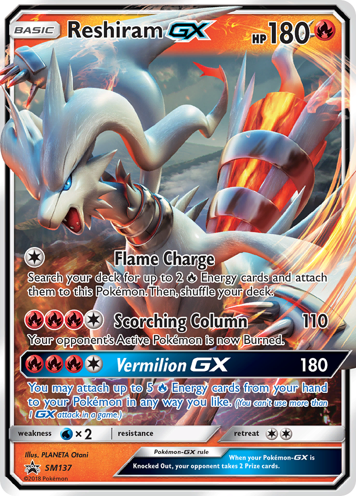 Reshiram-GX SM137 Promo card from SM Black Star Promos