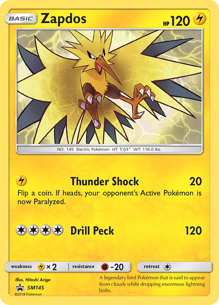 Zapdos SM145 Promo card from SM Black Star Promos
