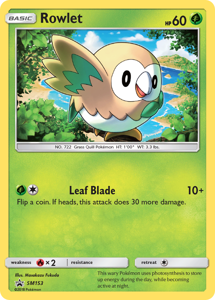 Rowlet SM153 Promo card from SM Black Star Promos