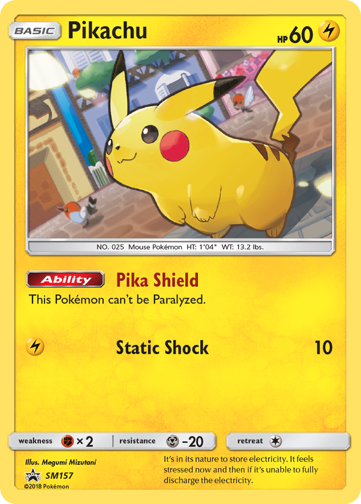 Pikachu SM157 Promo card from SM Black Star Promos