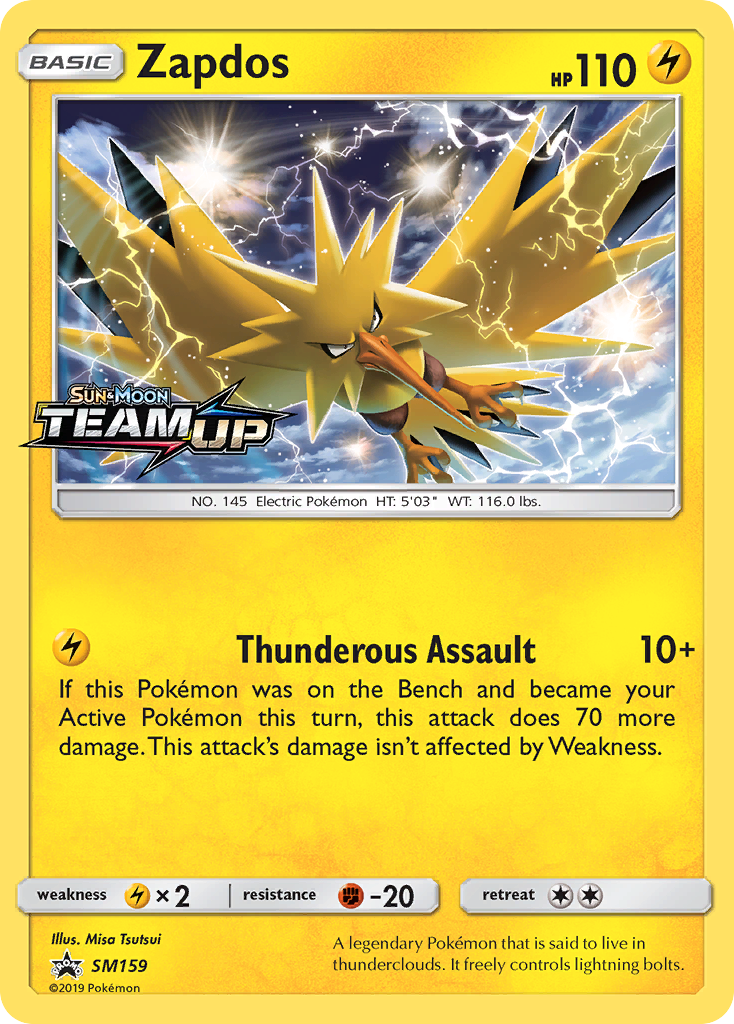 Zapdos SM159 Promo card from SM Black Star Promos
