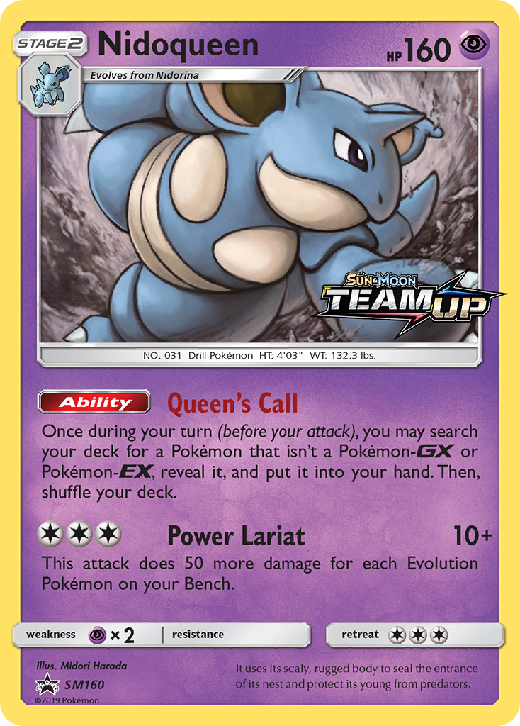 Nidoqueen SM160 Promo card from SM Black Star Promos