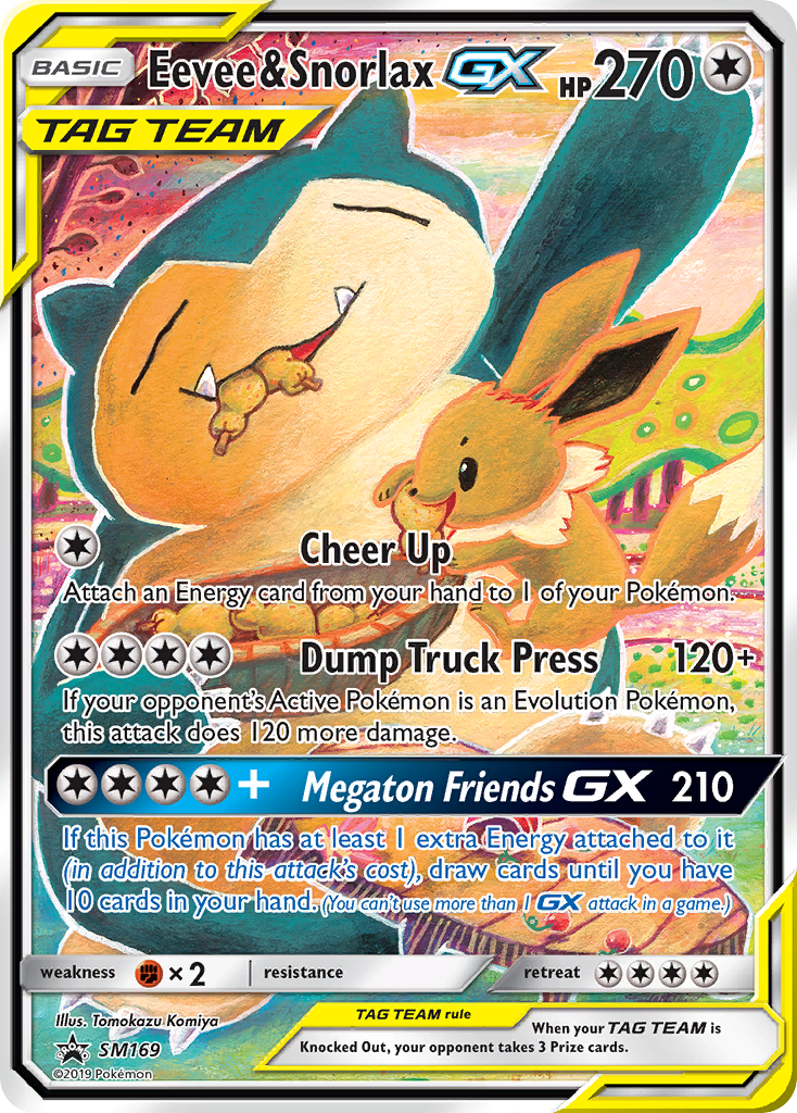 Eevee & Snorlax-GX SM169 Promo card from SM Black Star Promos
